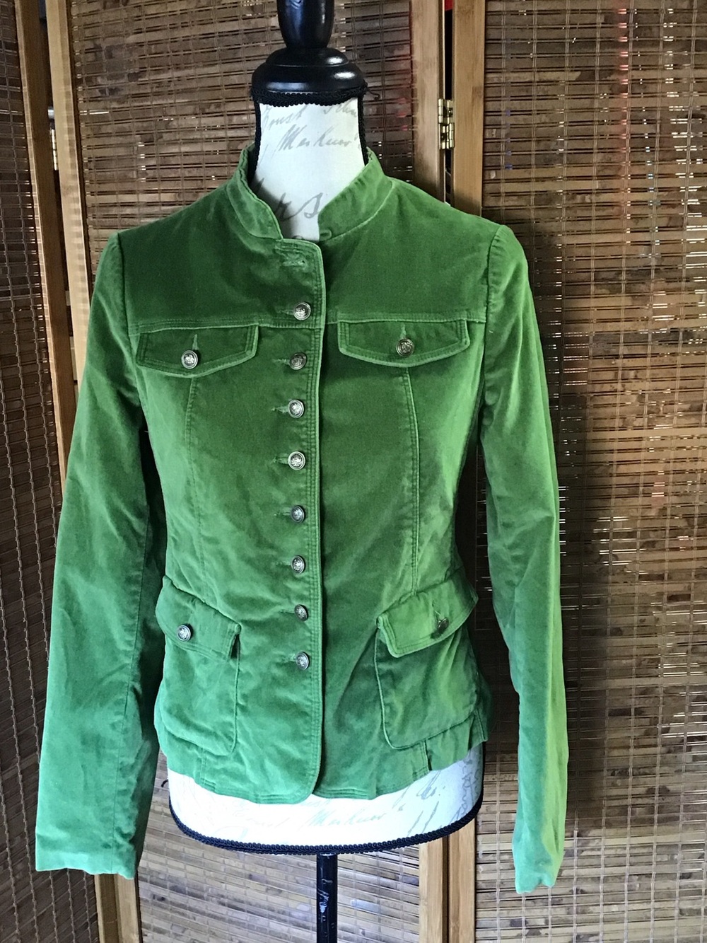Forever 21 Green Velvet Military-Style Blazer